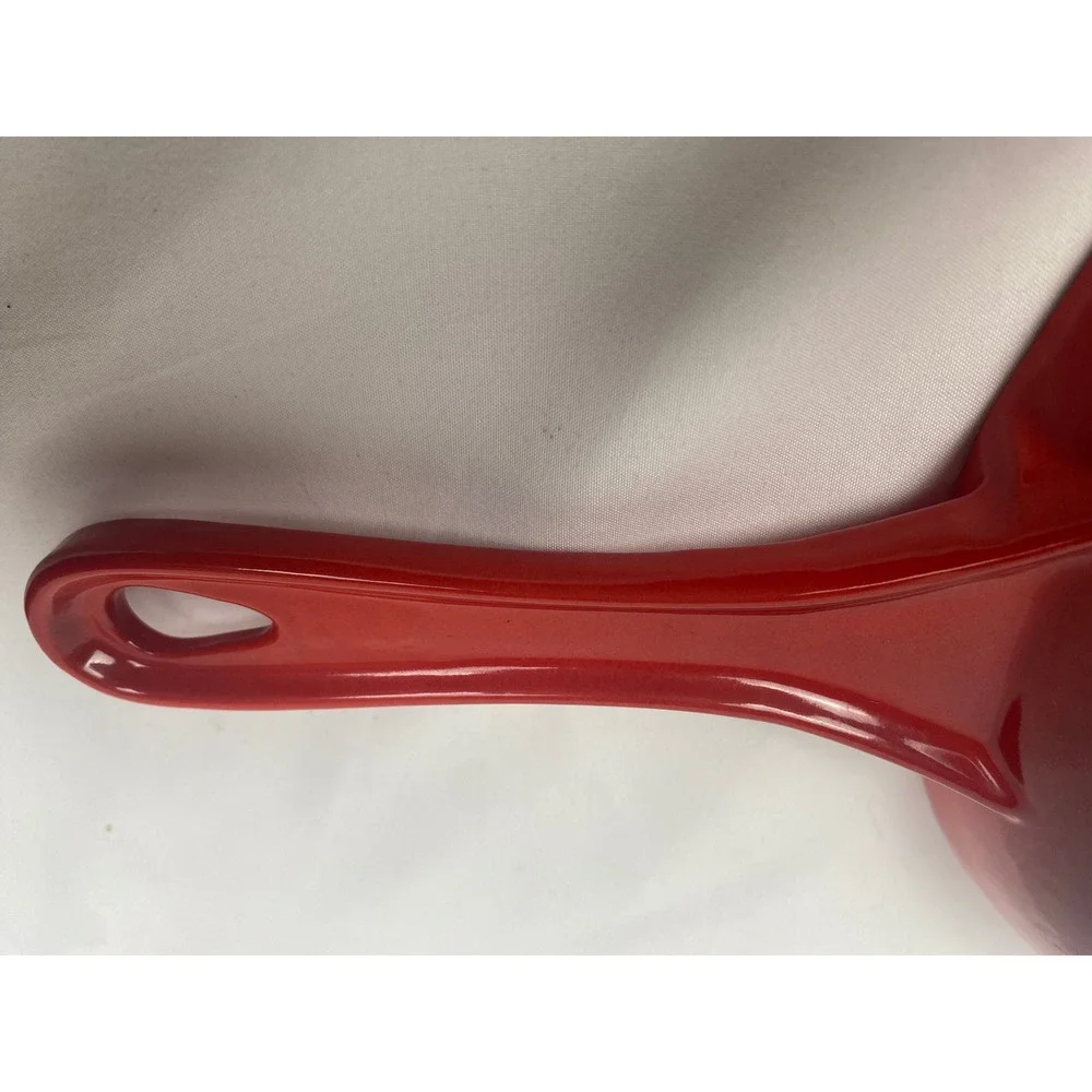 Vintage Style Le Creuset Red Skillet 9in Enameled Cast Iron Cream Interior
